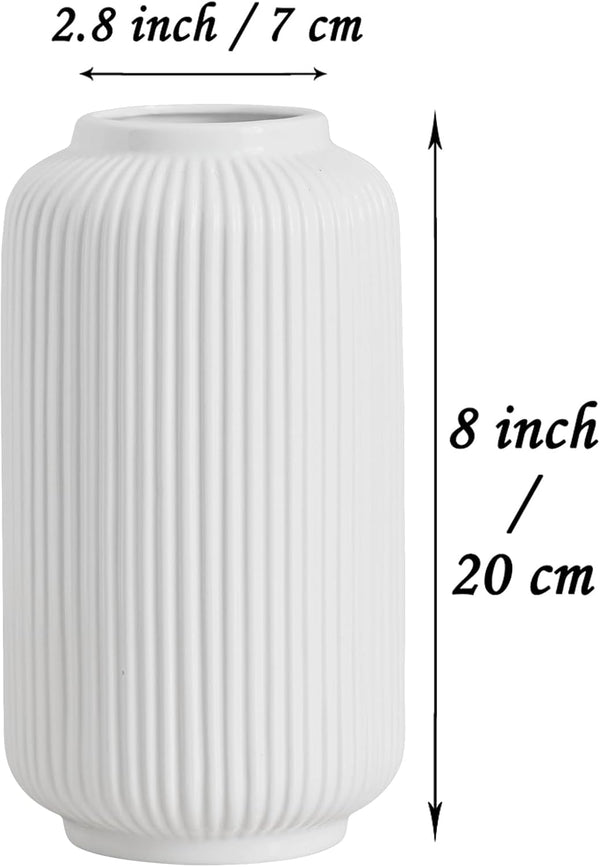 Elegant Ribbed Ceramic Vase